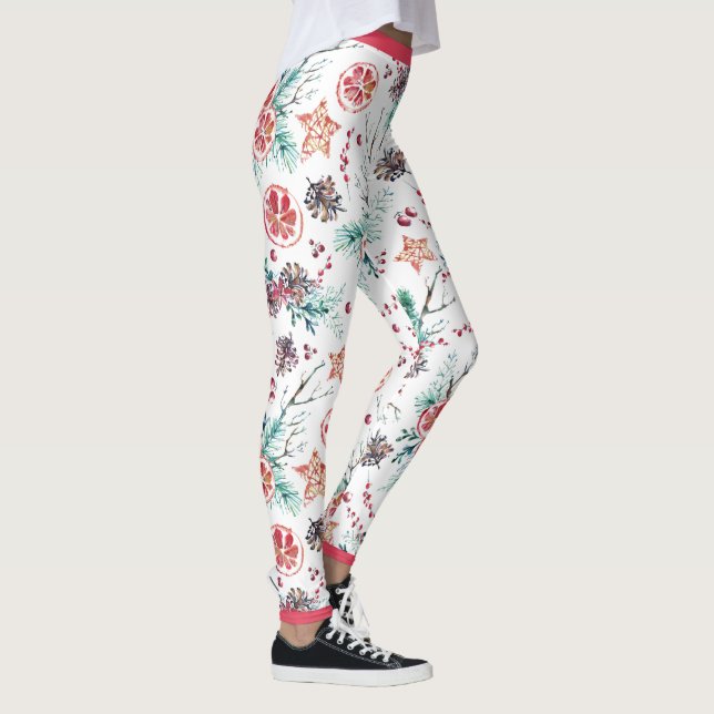 Modern colorful Christmas pattern Leggings (Right)