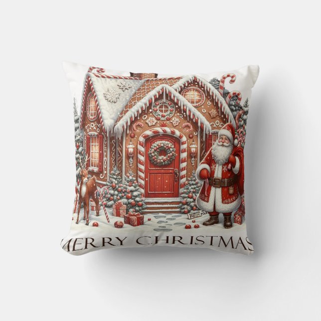 Modern Colorful Christmas Theme Throw Pillow (Front)