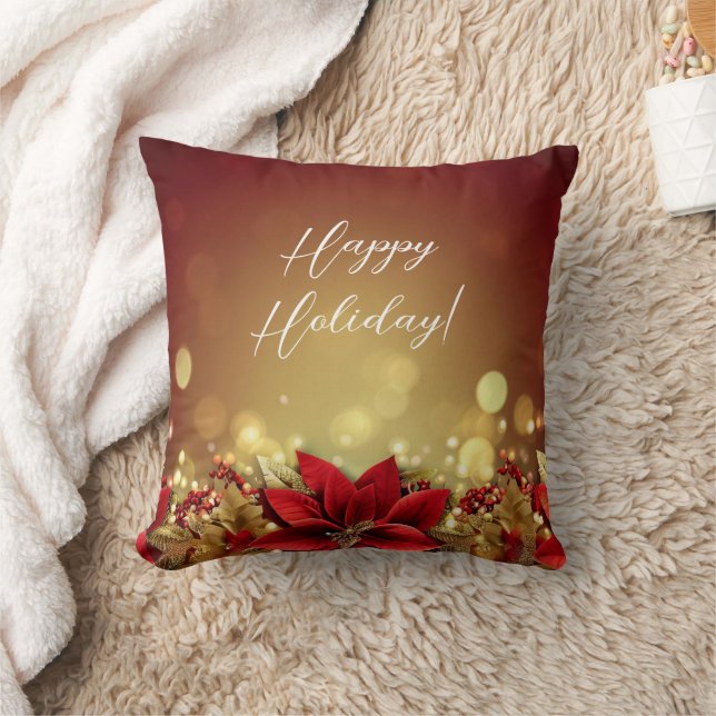 Modern Colorful Christmas Theme Throw Pillow (Blanket)