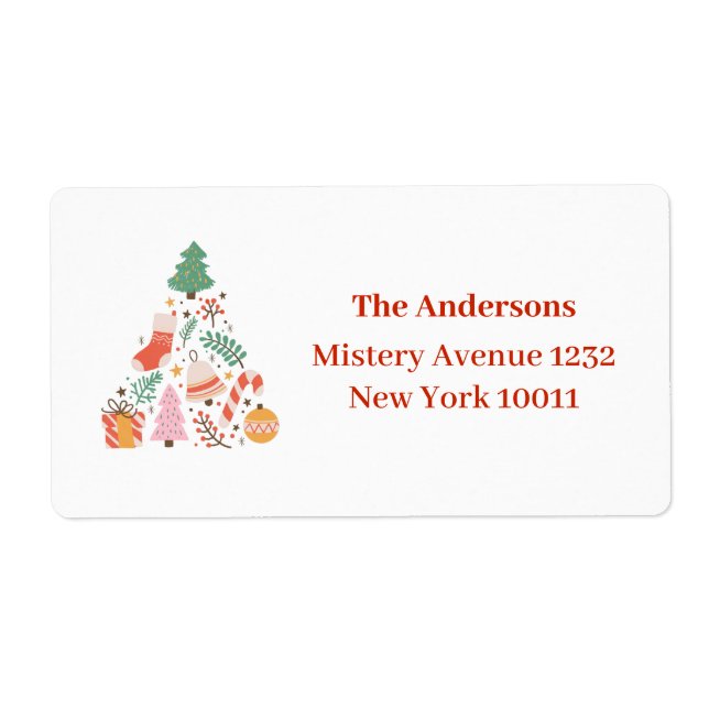 Modern Colorful Christmas Tree  Label (Front)