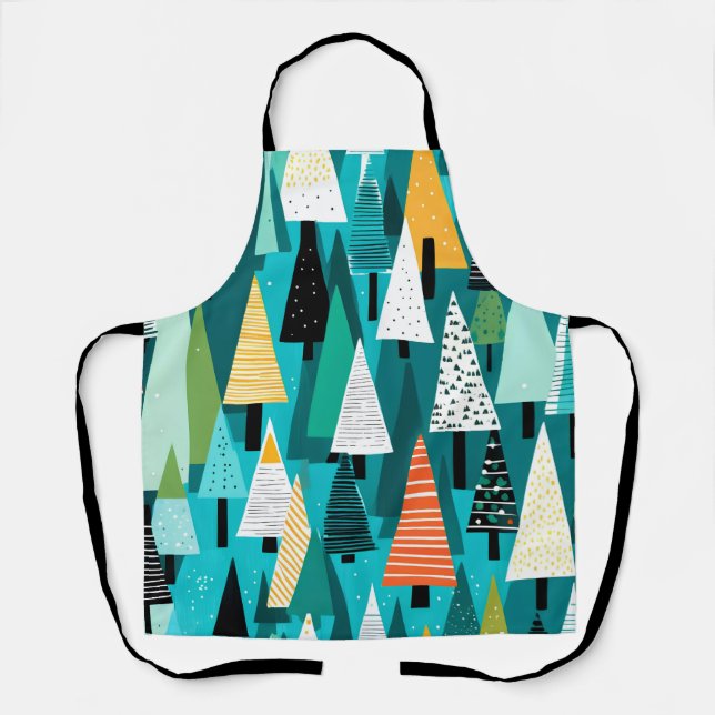 Modern colorful Christmas tree pattern  Apron (Front)