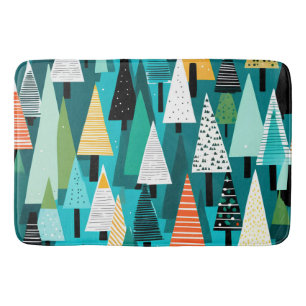 Modern colorful Christmas tree pattern Bath Mat