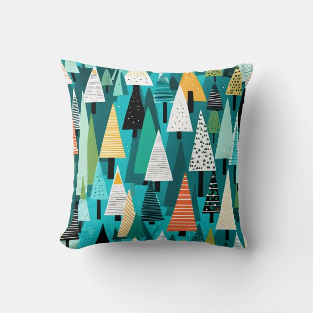 Modern colorful Christmas tree pattern  Throw Pillow (Front)
