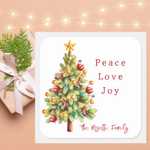 Modern Colorful Christmas Tree Square Sticker