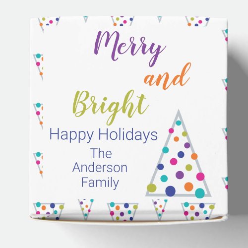 Modern Colorful Christmas Tree with Name Favor Boxes