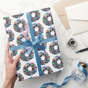 Modern colorful Christmas wreath Wrapping Paper