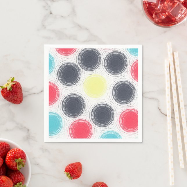 Modern Colorful Circles Pattern Napkins Fun Partyt (Insitu)