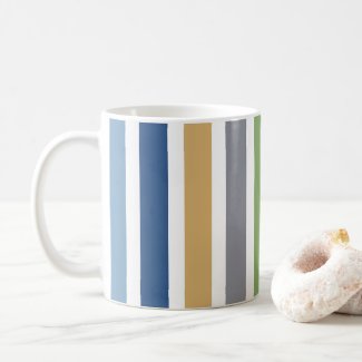 Modern Colorful Coastal Beach House Stripes Coffee Mug