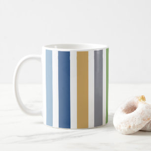 Modern Colorful Coastal Beach House Stripes Coffee Mug