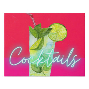 Modern Colorful Cocktails Bar Art Faux Canvas Print