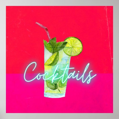 Modern Colorful  Cocktails Bar Art Poster