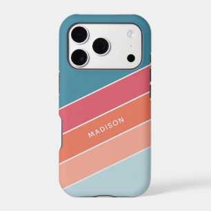 Modern Colorful Colorblock Personalized Name Chic Iphone 18 Pro Case