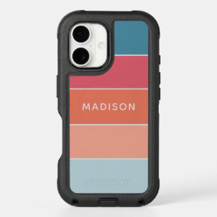 Modern Colorful Colorblock Personalized Name Chic iPhone 16 Case