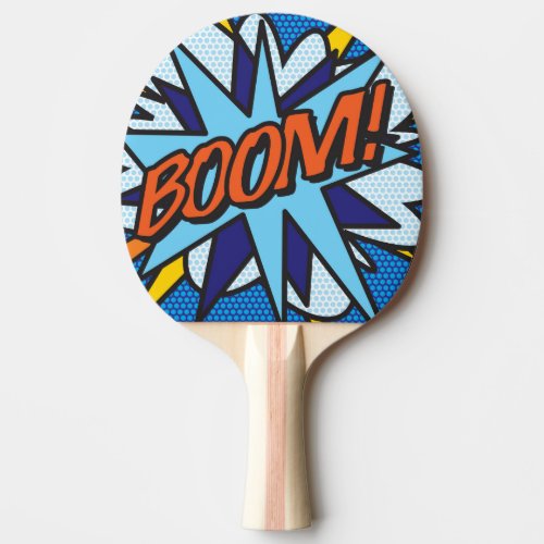 Modern Colorful Comic Book BOOM Typography Ping Pong Paddle