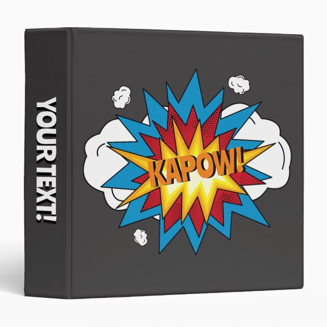 Modern Colorful Comic Book KAPOW Pop Art Album 3 Ring Binder (Front/Spine)