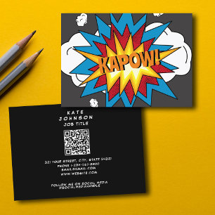 Modern Colorful Comic Book KAPOW Pop Art Business Card