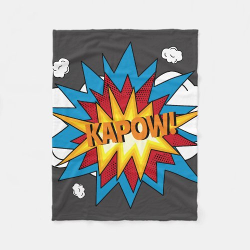Modern Colorful Comic Book KAPOW Pop Art Fleece Blanket