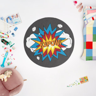 Modern Colorful Comic Book KAPOW Pop Art Kids Outdoor Rug