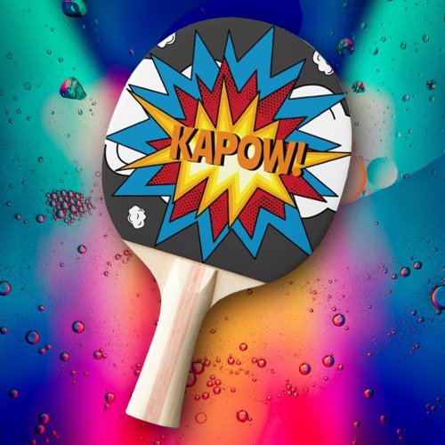 Modern Colorful Comic Book KAPOW Pop Art Ping Pong Paddle