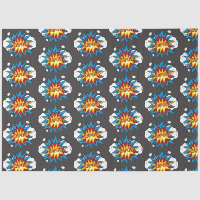 Modern Colorful Comic Book KAPOW Pop Art Tissue Paper (Front)