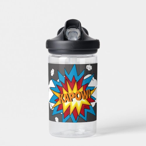 Modern Colorful Comic Book KAPOW Pop Art Water Bottle