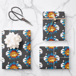 Modern Colorful Comic Book KAPOW Pop Art Wrapping Paper Sheets