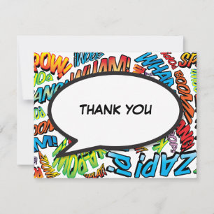 Modern Colorful Comic Book Speech Bubble Message Thank You Card