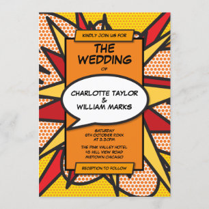Modern Colorful Comic Book Wedding Invitation