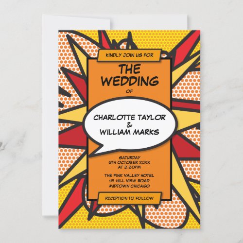 Modern Colorful Comic Book Wedding Invitation