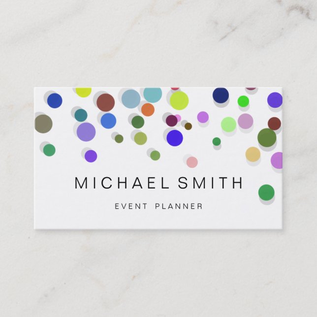 Modern Colorful Confetti Dots Business Card (Front)