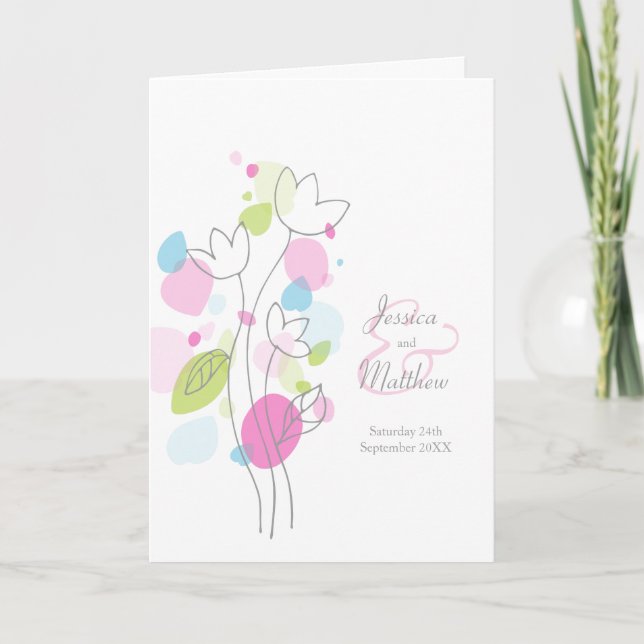 Modern colorful confetti flower petals Wedding Program (Front)