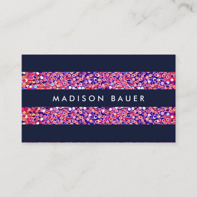 Modern Colorful Confetti Stripes Business Card (Front)