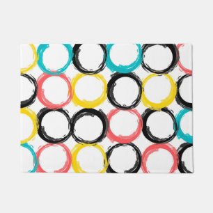 Modern, colorful, cool, unique, trendy circles doormat