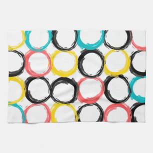 Modern, colorful, cool, unique, trendy circles kitchen towel