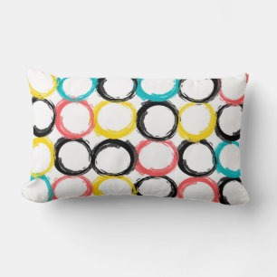 Modern, colorful, cool, unique, trendy circles lumbar pillow