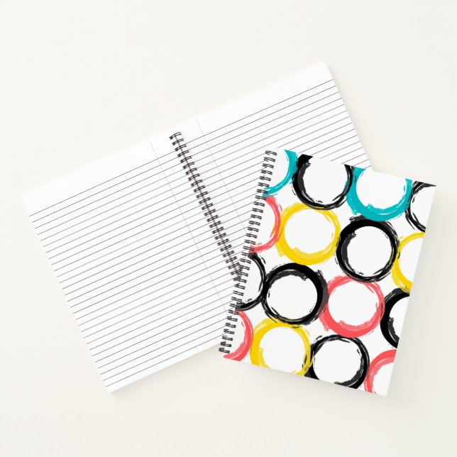 Modern, colorful, cool, unique, trendy circles notebook (Inside)