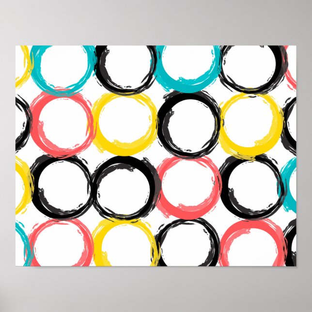 Modern, colorful, cool, unique, trendy circles poster (Front)