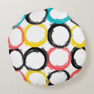 Modern, colorful, cool, unique, trendy circles round pillow
