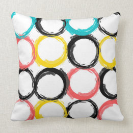 Modern, colorful, cool, unique, trendy circles throw pillow