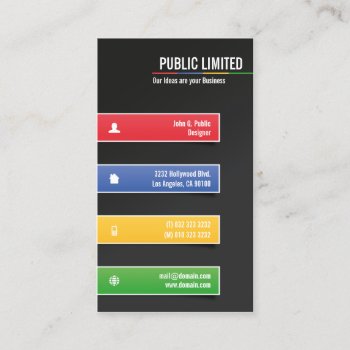 Modern Colorful Corporate Business Card by J32Teez at Zazzle