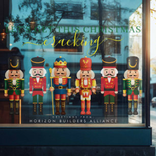 Modern Colorful Corporate Nutcracker Christmas Window Cling