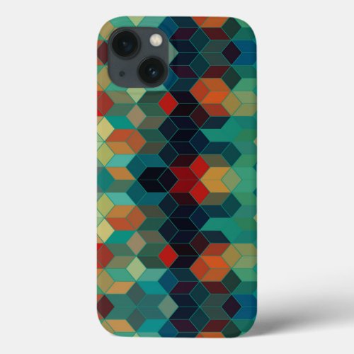 Modern Colorful Cubes Geometric Pattern iPhone 13 Case