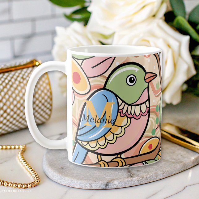 modern colorful cute bird  coffee mug (Creator Uploaded)