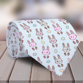 Modern Colorful Cute Bunny Rabbit Pattern Neck Tie
