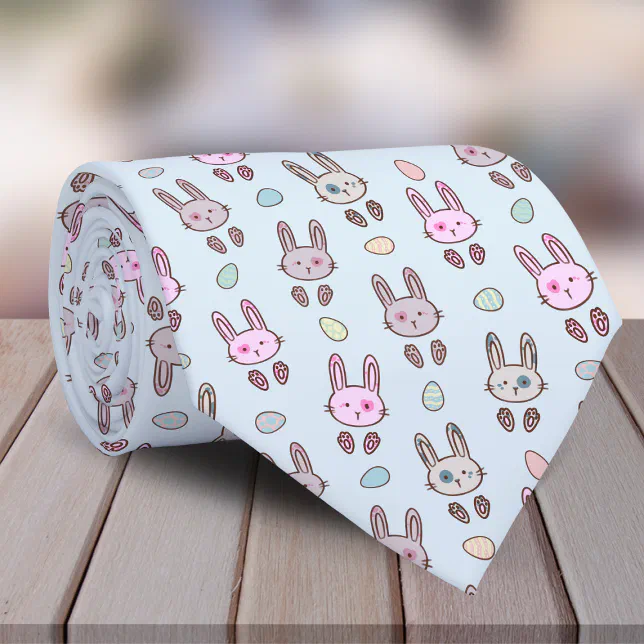 Ysl Necktie Rabbit Modern Colorful Cute Bunny Rabbit Pattern Neck Tie | Zazzle