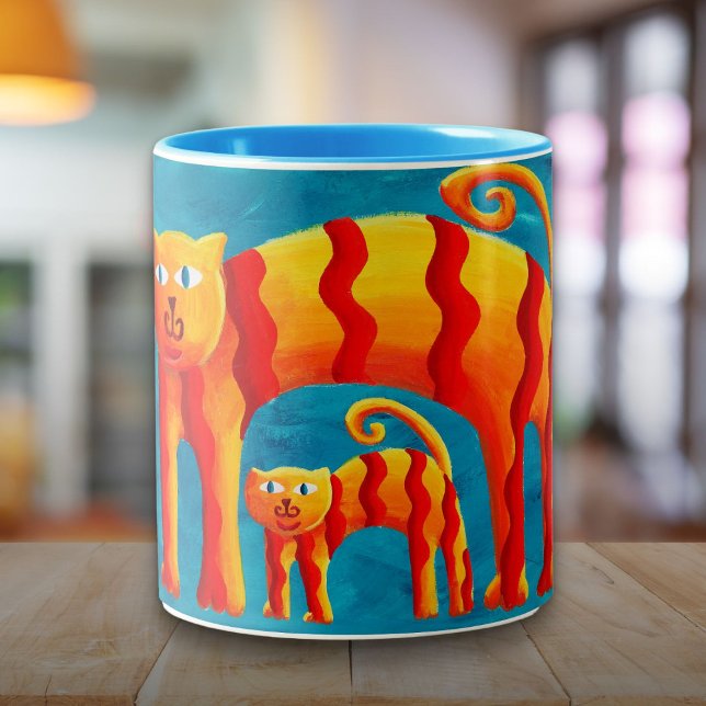 Modern Colorful Cute Curved Cat Kitten Mug (Modern Colorful Cute Curved Cat Kitten Mug)