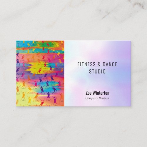 Modern Colorful Dancers and Fitness Studio Business Card