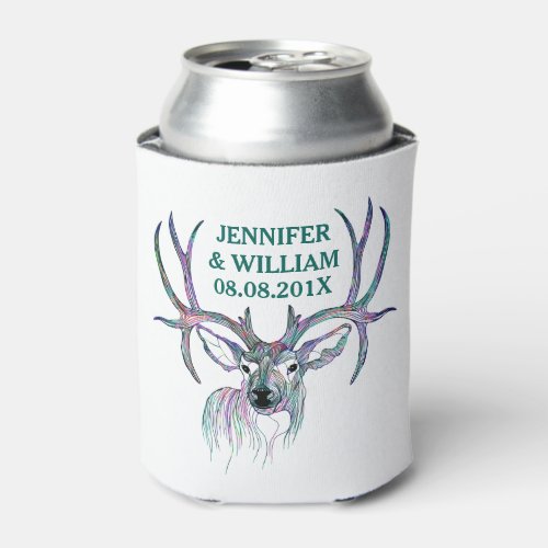 Modern Colorful Deer Head Illustration Can Cooler