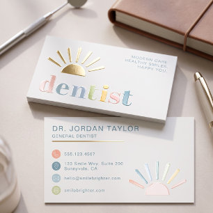 Modern Colorful Dentist Foil Spot Gloss Business Cards