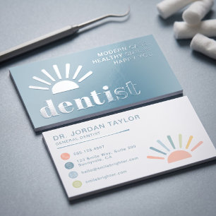 Modern Colorful Dentist Raised Spot UV Business Card
